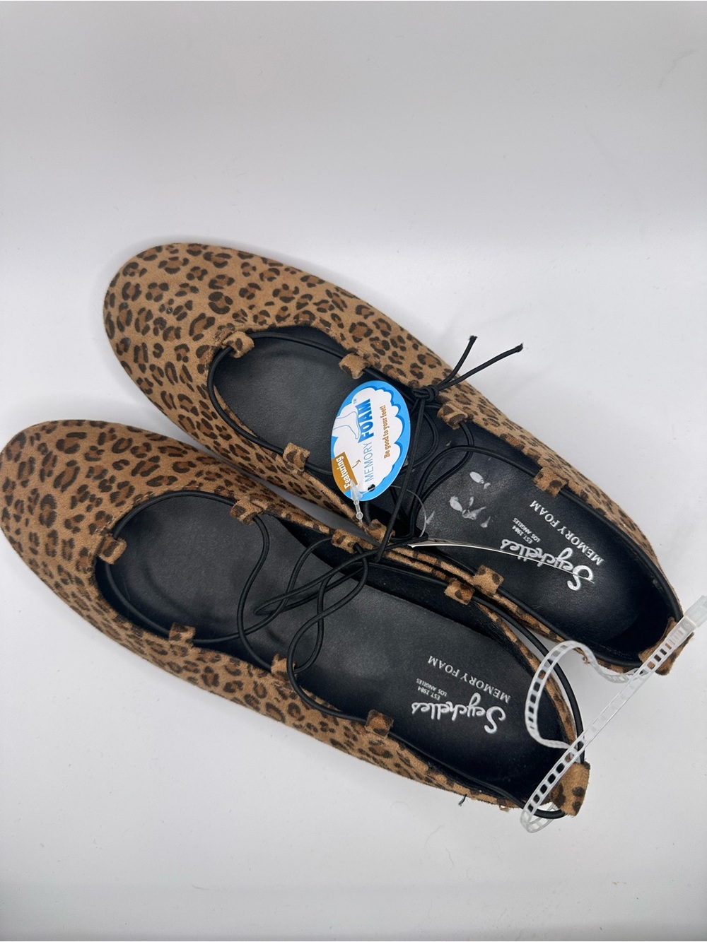 Seychelles memory foam  Leopard Lace-Up Ballet Flats - Brown/Black